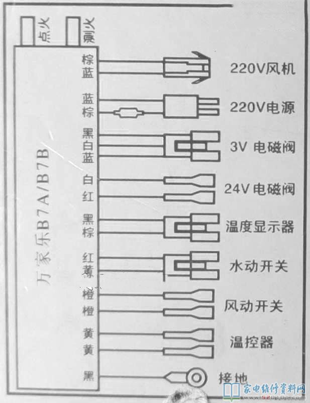 万家乐B7A/B7B天然气热水器接线图