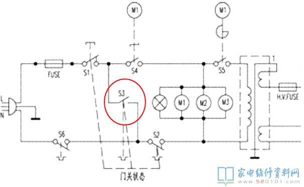 格兰仕微波炉,说不是插电,开启壳一看是商业保险断掉(10A/